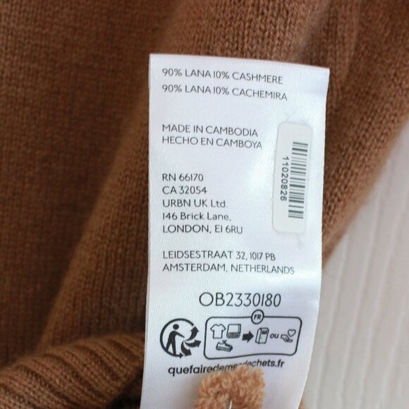 By Anthropologie Wool Cashmere Puff-Sleeve Mock-Neck Sweater in Honey Brown - Picture 8 of 14